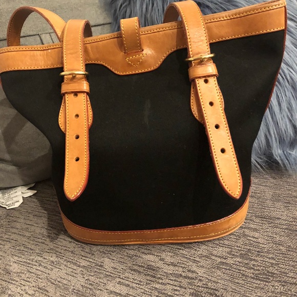 Dooney and Burke Black and Tan Bucket Bag - Picture 3 of 5
